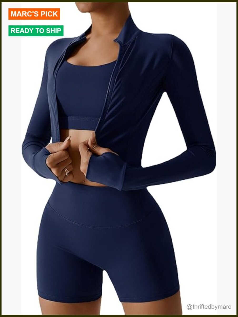 3 Piece Workout Set High Waisted Seamless Shorts Crop Top Jacket Gym Yoga